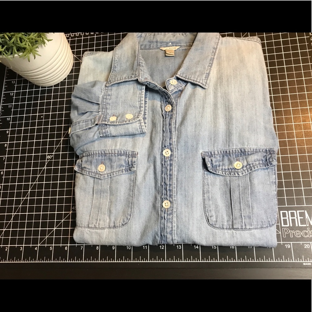 J. Crew Perfect Chambray Button Down Shirt